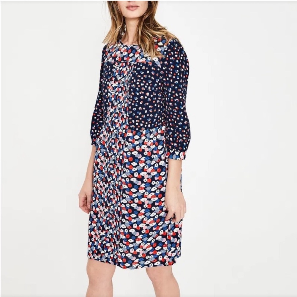 Boden Hotchpotch Poppy Meadow Floral Dress Navy Red White Size 6